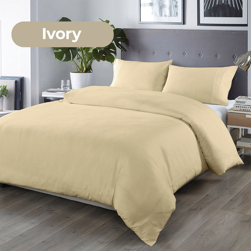 Royal Comfort Blended Bamboo Quilt Cover Sets -Dark Ivory-Queen Payday Deals