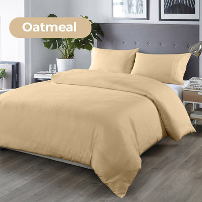 Royal Comfort Blended Bamboo Quilt Cover Sets - Oatmeal - King Payday Deals