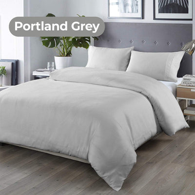 Royal Comfort Blended Bamboo Quilt Cover Sets - Portland Grey - Queen Payday Deals