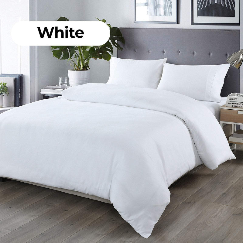 Royal Comfort Blended Bamboo Quilt Cover Sets -White-Queen Payday Deals