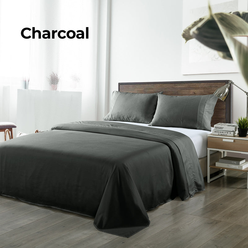 Royal Comfort Blended Bamboo Sheet Set Charcoal - King Payday Deals