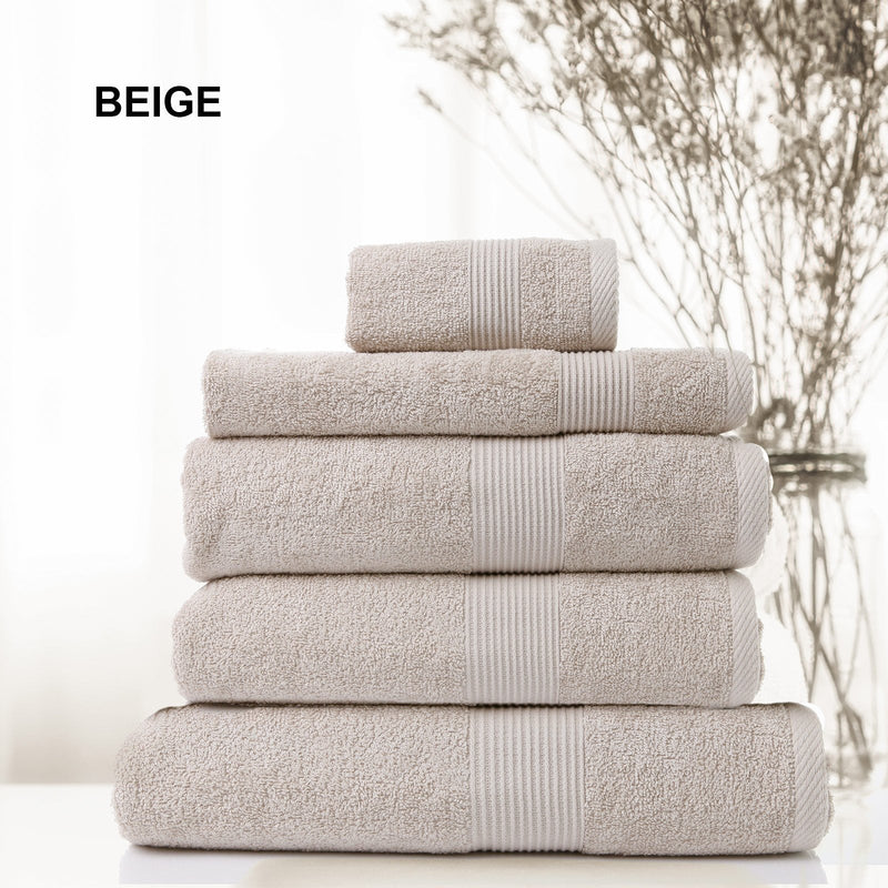 Royal Comfort Cotton Bamboo Towel 5pc Set - Beige Payday Deals