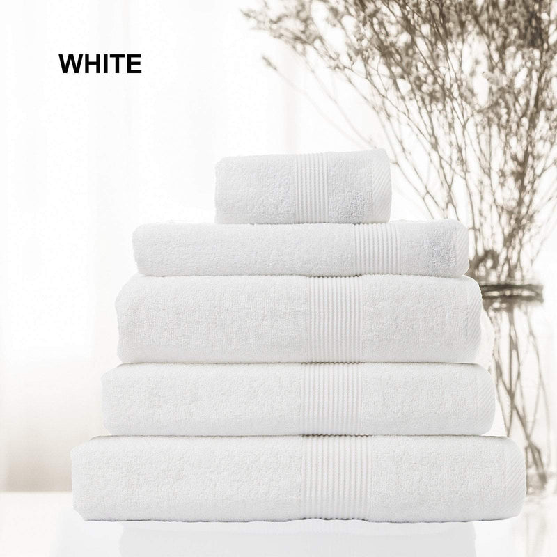 Royal Comfort Cotton Bamboo Towel 5pc Set - White Payday Deals