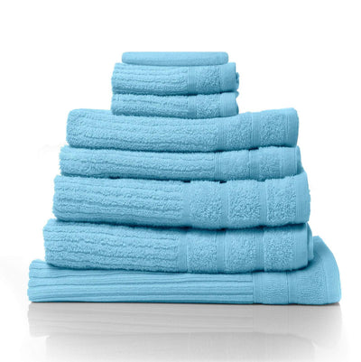 Royal Comfort Eden Egyptian Cotton 600GSM 8 Piece Luxury Bath Towels Set 8 Piece Aqua Payday Deals