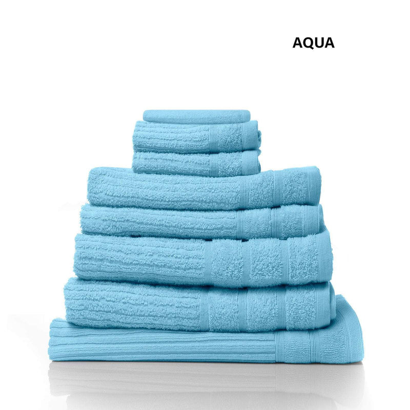Royal Comfort Eden Egyptian Cotton 600GSM 8 Piece Luxury Bath Towels Set 8 Piece Aqua Payday Deals