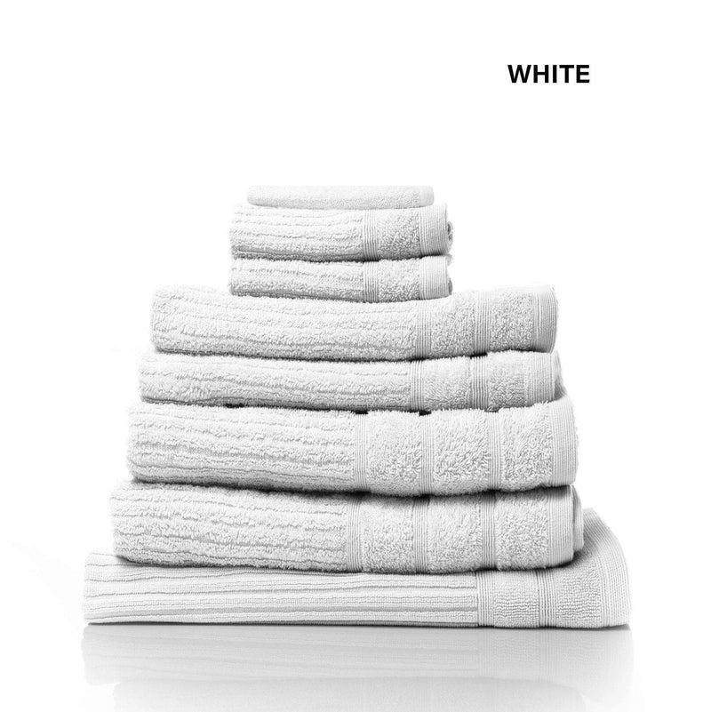 Royal Comfort Eden Egyptian Cotton 600GSM 8 Piece Luxury Bath Towels Set 8 Piece White Payday Deals