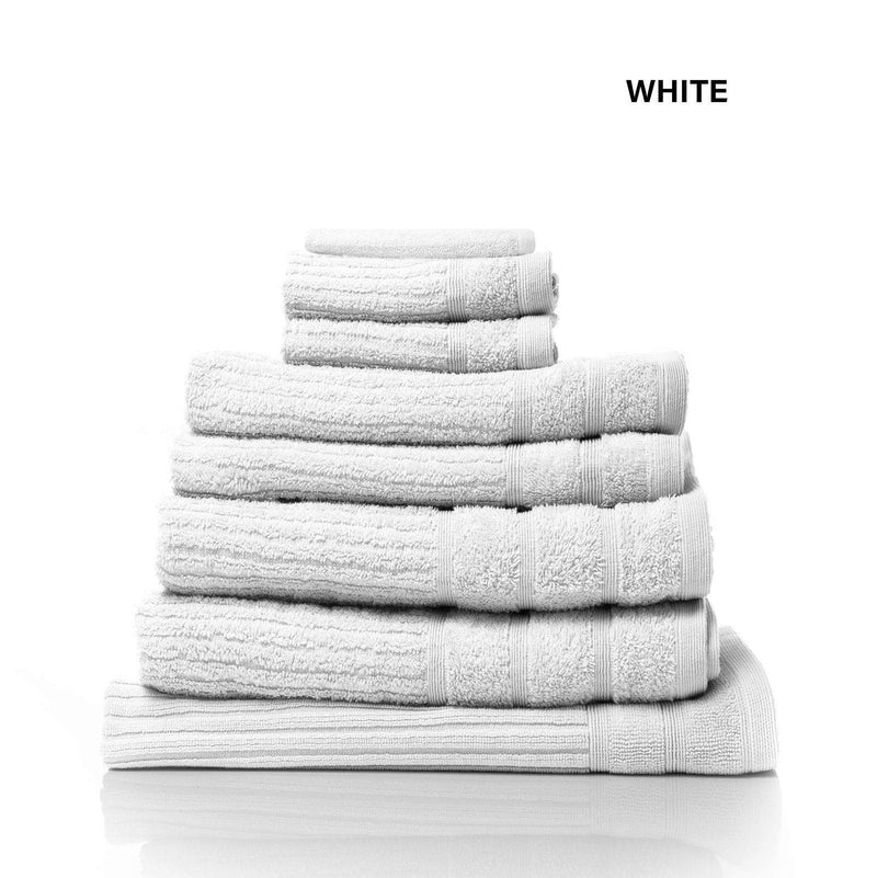 Royal Comfort Eden Egyptian Cotton 600GSM 8 Piece Luxury Bath Towels Set - White Payday Deals