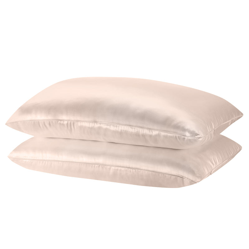 Royal Comfort Mulberry Soft Silk Hypoallergenic Pillowcase Twin Pack 51 x 76cm 51 x 76 cm Champagne Pink Payday Deals