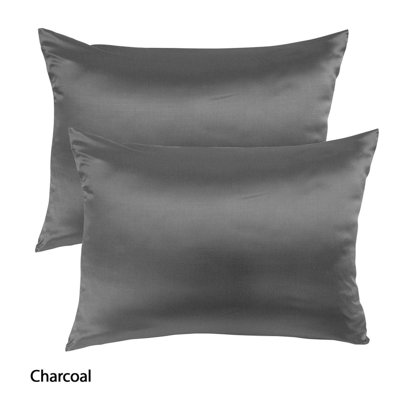 Royal Comfort Mulberry Soft Silk Hypoallergenic Pillowcase Twin Pack 51 x 76cm 51 x 76 cm Charcoal Payday Deals