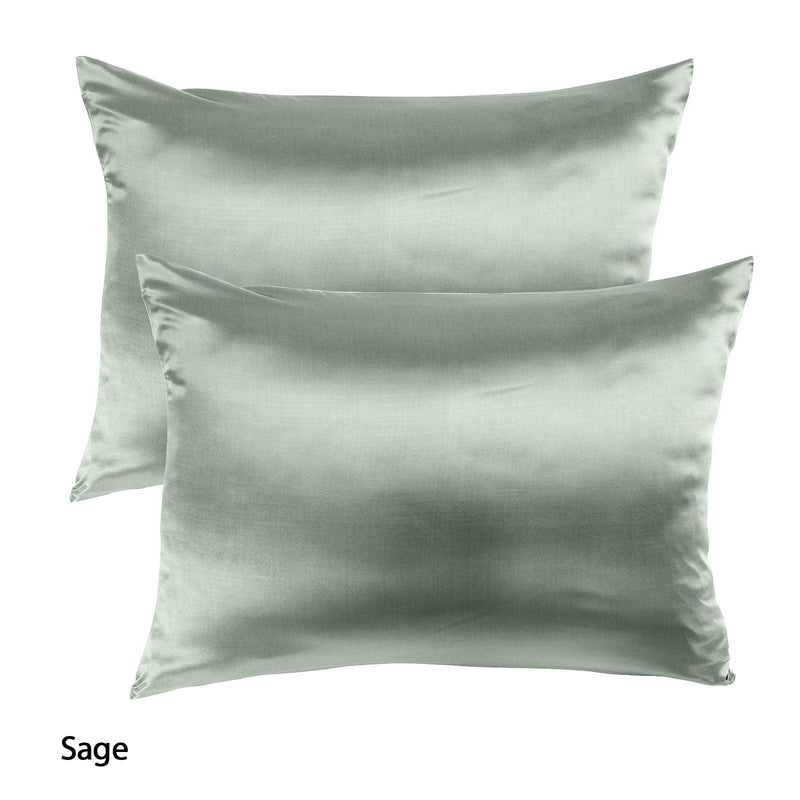 Royal Comfort Mulberry Soft Silk Hypoallergenic Pillowcase Twin Pack 51 x 76cm 51 x 76 cm Sage Payday Deals