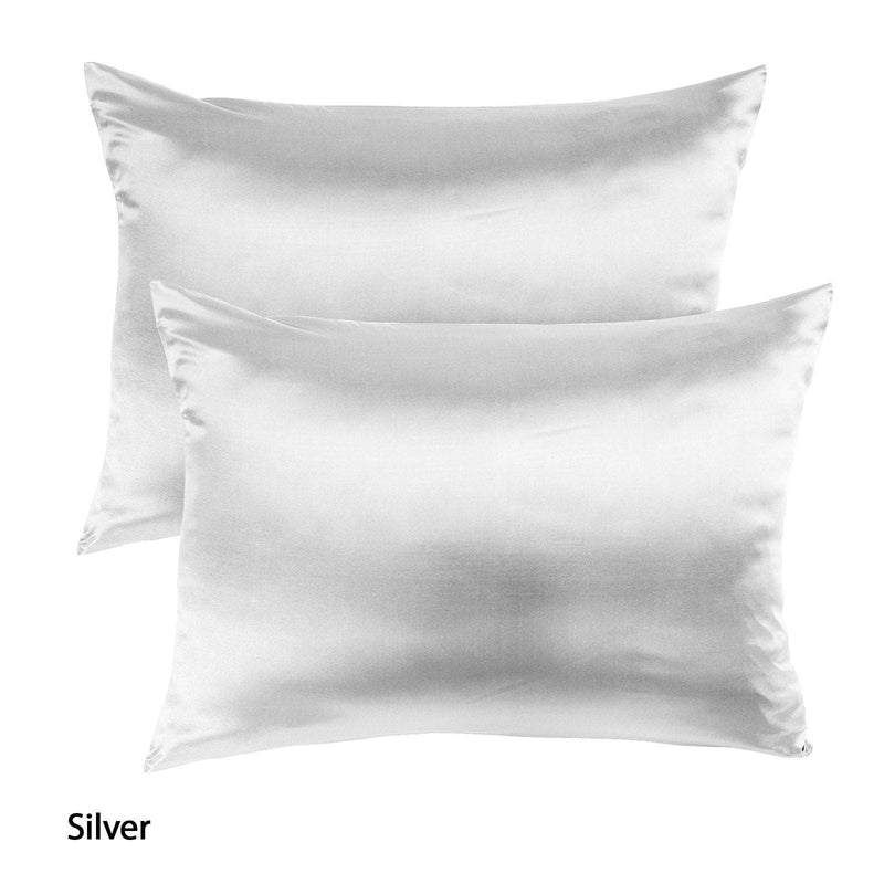 Royal Comfort Mulberry Soft Silk Hypoallergenic Pillowcase Twin Pack 51 x 76cm 51 x 76 cm Silver Payday Deals