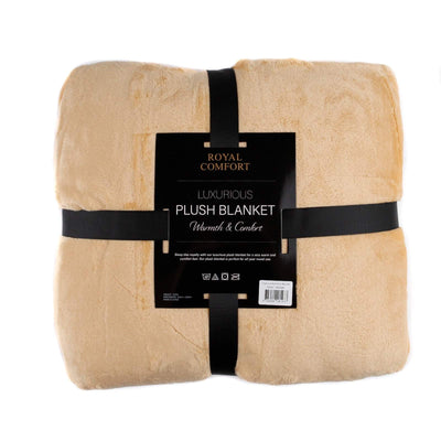 Royal Comfort Plush Blanket Throw Warm Soft Super Soft Large 220cm x 240cm  Camel Payday Deals