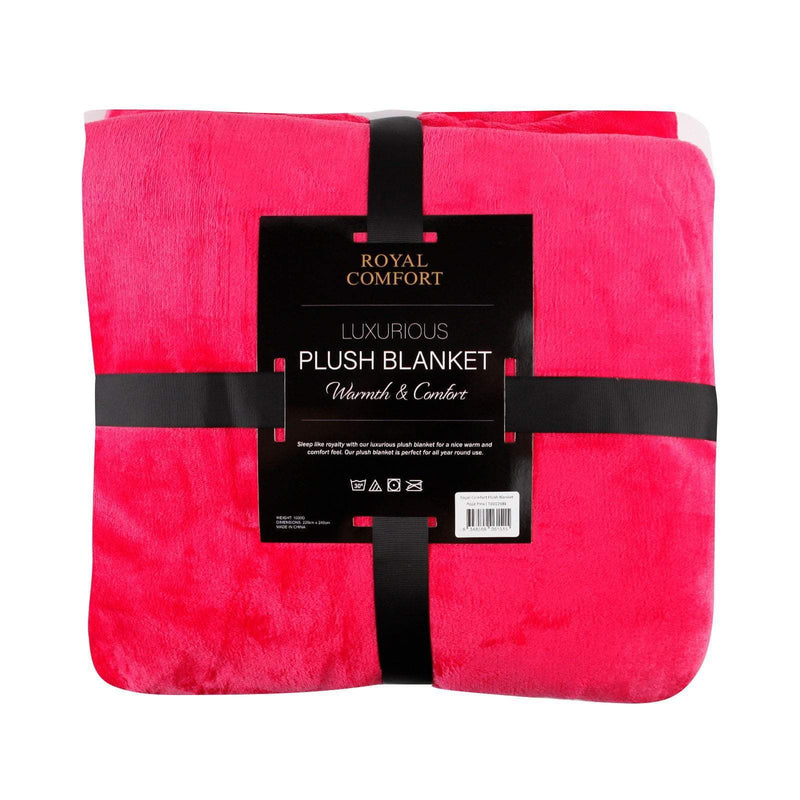 Royal Comfort Plush Blanket Throw Warm Soft Super Soft Large 220cm x 240cm  Rose Pink Payday Deals