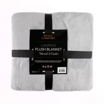 Royal Comfort Plush Light Grey Blanket Payday Deals