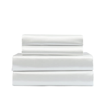Royal Comfort Satin Sheet Set 4 Piece Fitted Flat Sheet Pillowcases  - King - Silver Payday Deals