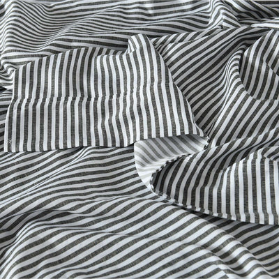 Royal Comfort Stripes Linen Blend Sheet Set Bedding Luxury Breathable Ultra Soft Charcoal Queen Payday Deals