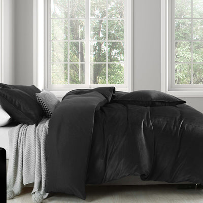 Royal Comfort Velvet Quilt Cover Set Super Soft Luxurious Warmth - King - Charcoal Payday Deals
