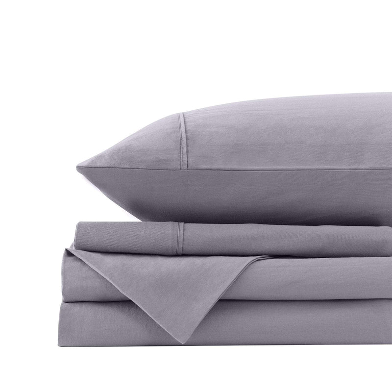 Royal Comfort Vintage Washed 100% Cotton Sheet Set Fitted Flat Sheet Pillowcases King Grey Payday Deals