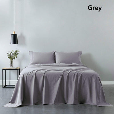 Royal Comfort Vintage Washed 100% Cotton Sheet Set Fitted Flat Sheet Pillowcases King Grey Payday Deals