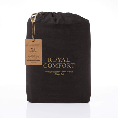 Royal Comfort Vintage Washed 100% Cotton Sheet Set King - Charcoal Payday Deals