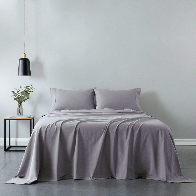 Royal Comfort Vintage Washed 100% Cotton Sheet Set Queen - Grey Payday Deals