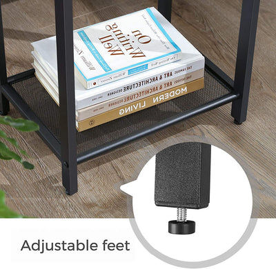 Rustic Brown Side Table with Mesh Shelf Payday Deals