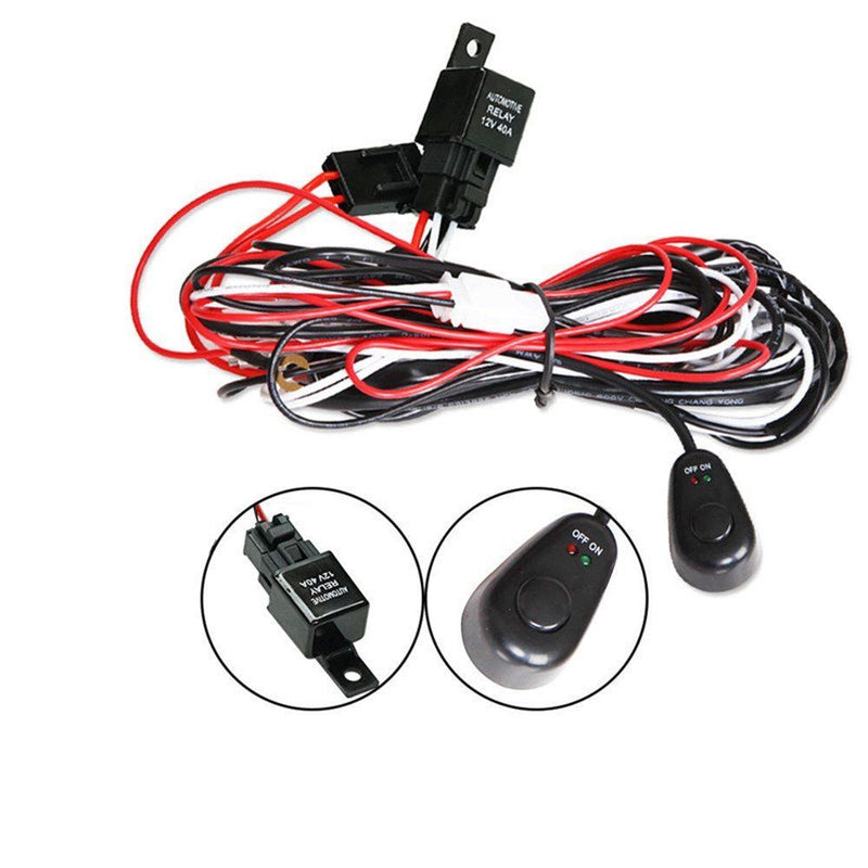 2way LED Universal Driving light Wiring Loom Harness 12V 24V 40A Relay Switch - Payday Deals