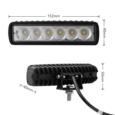 2 x 6inch 18W LED Work Light Bar Driving Lamp Flood Truck Offroad MINING UTE 4WD - Payday Deals