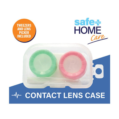 Safe Home Care Contact Lens Case with Tweezers and Lens Picker
