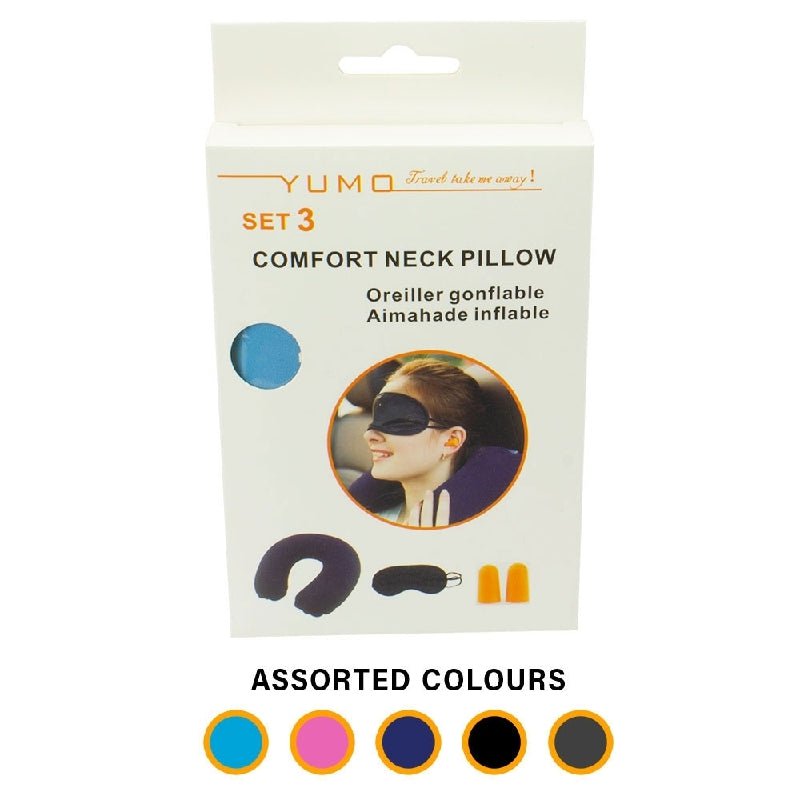 Safe Home Care Inflatable Neck Pillow Travel Pillows Eye Mask and Ear Plugs Set Payday Deals