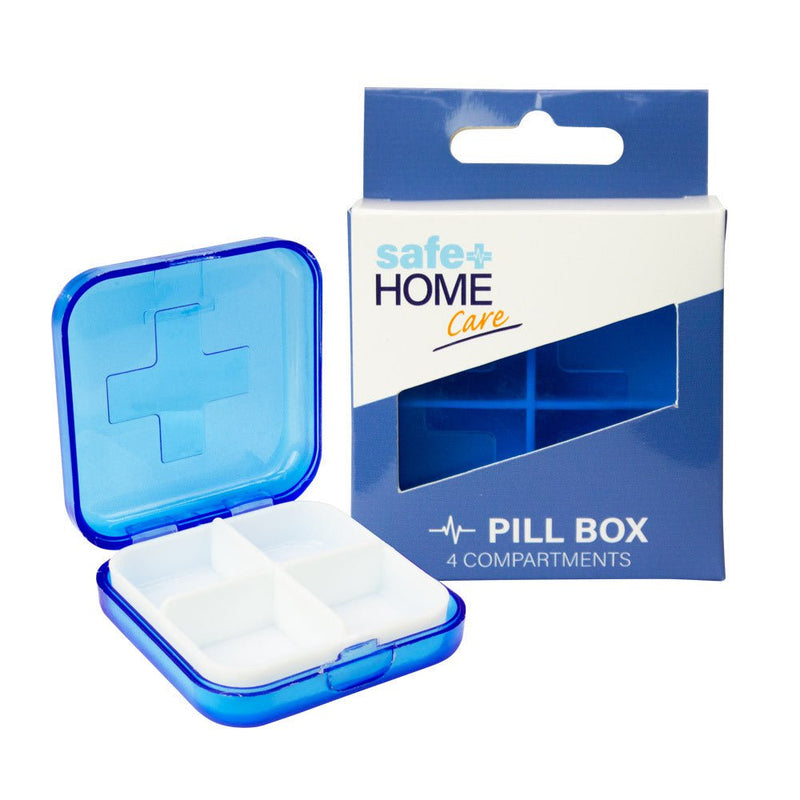Safe Home Care Pill Box 4 Compartment 6.5 x 6.5 x 2.5cm Payday Deals
