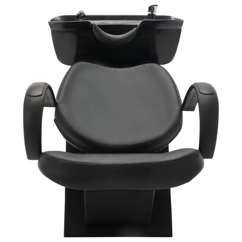 Salon Shampoo Chair with Washbasin Black Faux Leather Payday Deals