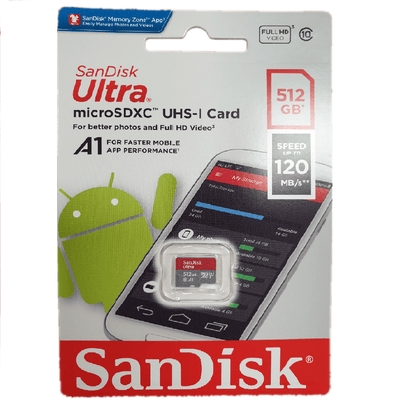 SANDISK SDSQUA4-512G-GN6MN Micro SDXC Ultra UHS-I Class 10 , A1, 120mb/s No adapter Payday Deals