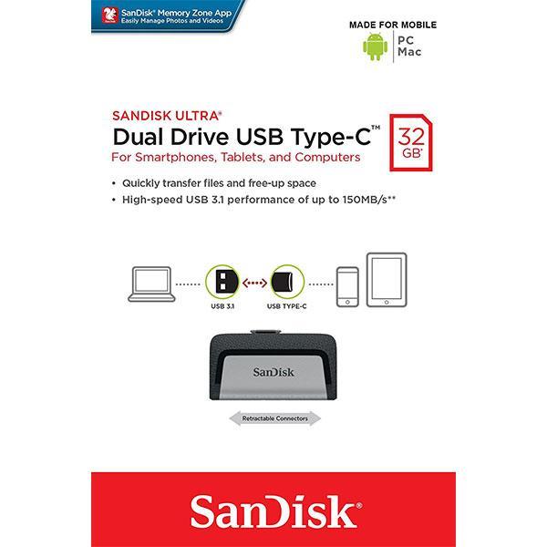 SANDISK ULTRA 32GB SDDDC2-032G Dual USB Drive Type-C 3.1 Payday Deals