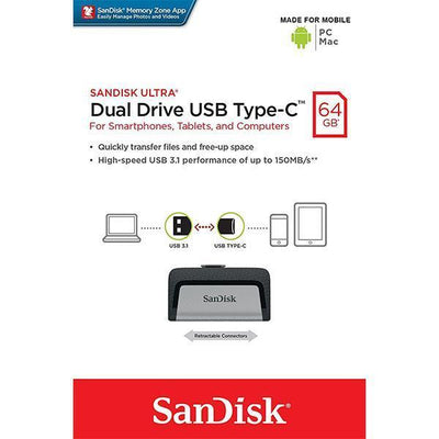 SANDISK ULTRA 64GB SDDDC2-064G Dual USB Drive Type-C 3.1