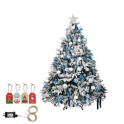 Santaco Christmas Tree 1.8M 6Ft Fairy Lights Snow Flocked Xmas Ornaments Decor Payday Deals