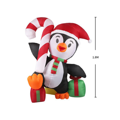 Santaco Inflatable Christmas Decor Happy Penguin 1.8M LED Lights Xmas Party Payday Deals