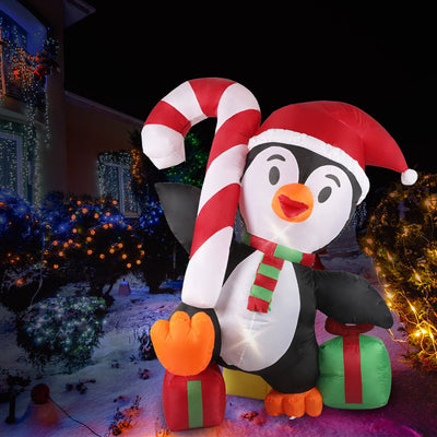 Santaco Inflatable Christmas Decor Happy Penguin 1.8M LED Lights Xmas Party Payday Deals