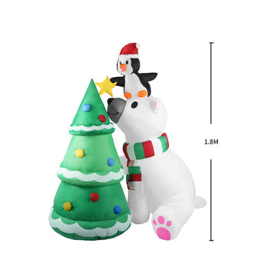 Santaco Inflatable Christmas Decor Polar Bear Tree 1.8M LED Lights Xmas Party Payday Deals