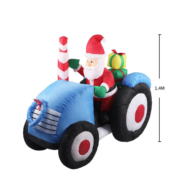 Santaco Inflatable Christmas Decor Tractor Santa 1.4M LED Lights Xmas Party Payday Deals