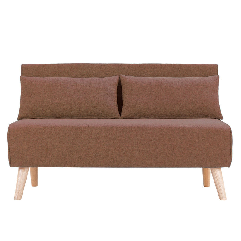 Sarantino 2-Seater Adjustable Sofa Bed Lounge Faux Linen - Brown Payday Deals