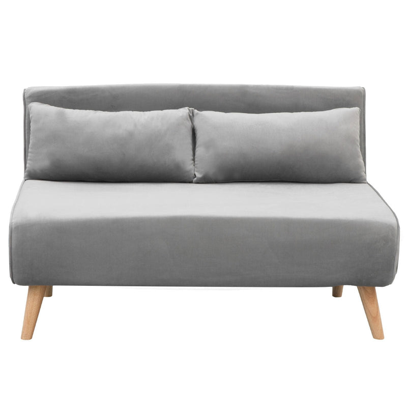 Sarantino 2-Seater Adjustable Sofa Bed Lounge Faux Velvet - Light Grey Payday Deals