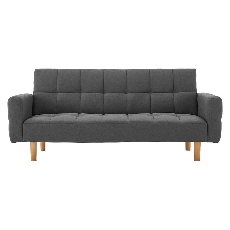 Sarantino 3-Seater Fabric Sofa Bed Futon - Dark Grey Payday Deals