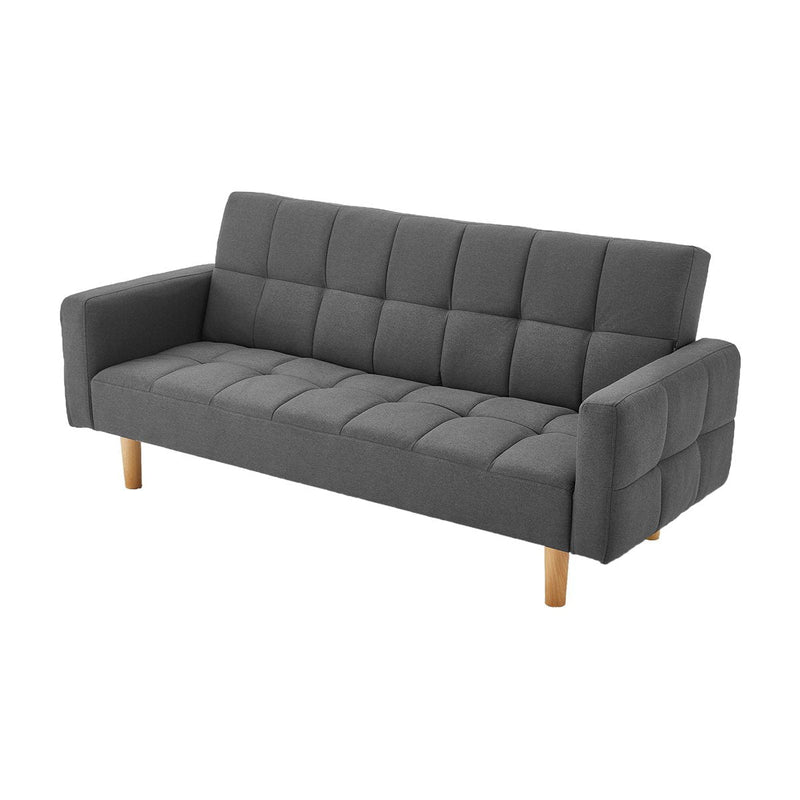 Sarantino 3-Seater Fabric Sofa Bed Futon - Dark Grey Payday Deals