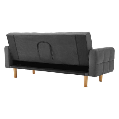 Sarantino 3-Seater Fabric Sofa Bed Futon - Dark Grey Payday Deals