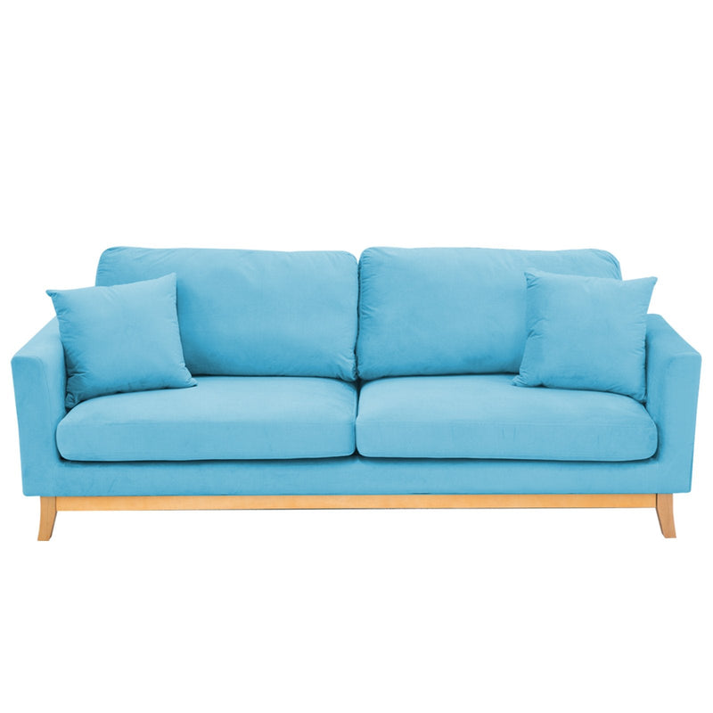 Sarantino 3 Seater Faux Velvet Wooden Sofa Bed Couch Furniture - Blue Payday Deals