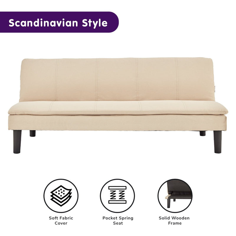 Sarantino 3 Seater Modular Faux Linen Fabric Sofa Bed Couch - Beige Payday Deals