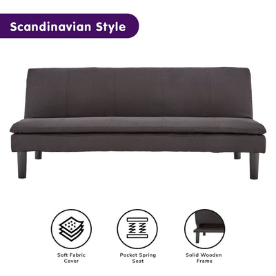 Sarantino 3 Seater Modular Faux Linen Fabric Sofa Bed Couch - Black Payday Deals