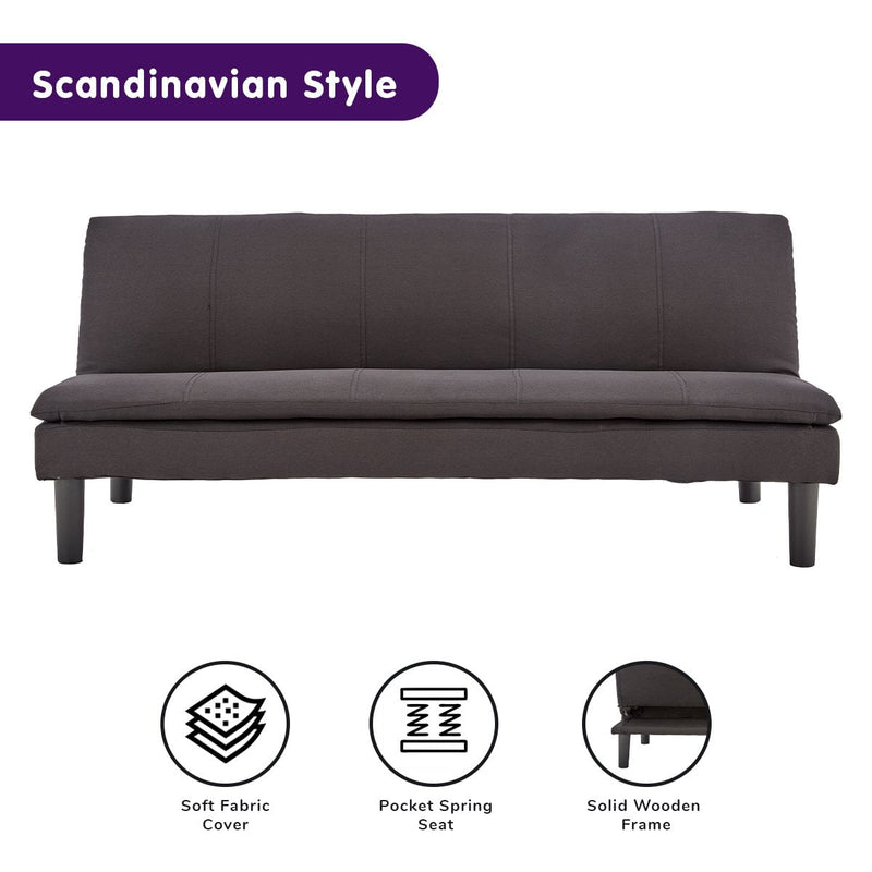 Sarantino 3 Seater Modular Faux Linen Fabric Sofa Bed Couch - Black Payday Deals