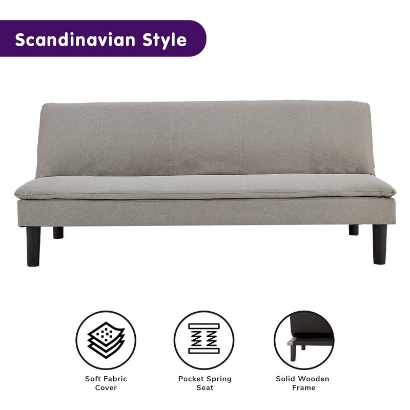 Sarantino 3 Seater Modular Faux Linen Fabric Sofa Bed Couch Light Grey Payday Deals